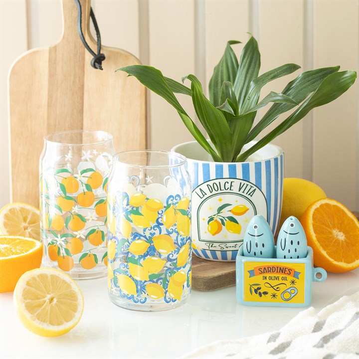 Orange Print Can Glass